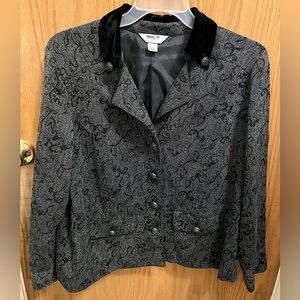 CJ Banks gray dress jacket, embellished silver buttons, size 1x